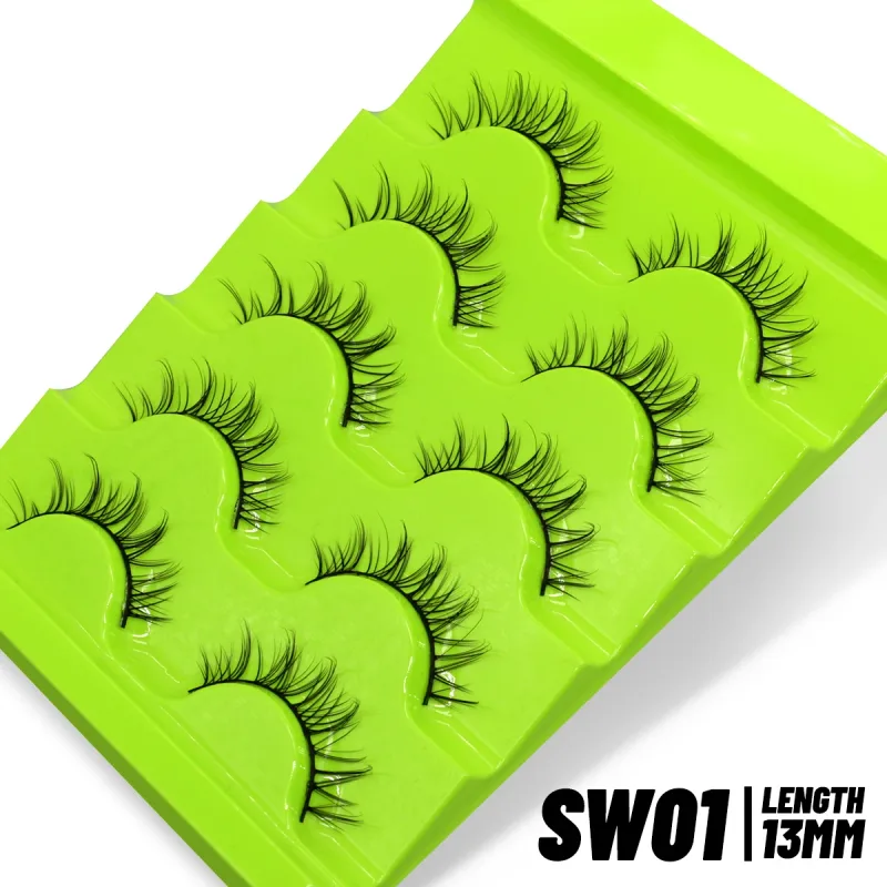 Cat eye Lashes 5/6 pairs Clear Band Lashes Natural Look 6D Wispy Eyelashes False Lashes Eyelashs Extension