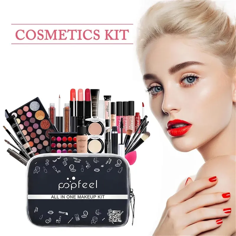 Christmas Makeup Gift Box Foundation Eyeshadow Powder Long Lasting Lip Ink 27 Pieces Birthday Gifts Makeup for Women Full Kit — image 4