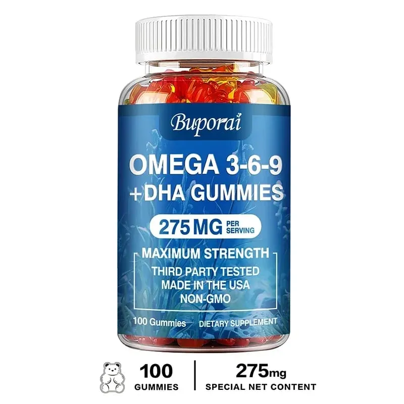 Omega 3 6 9 + DHA Gummies - Brain Health Enhances Concentration Memory Improves Blood Circulation Eye Support