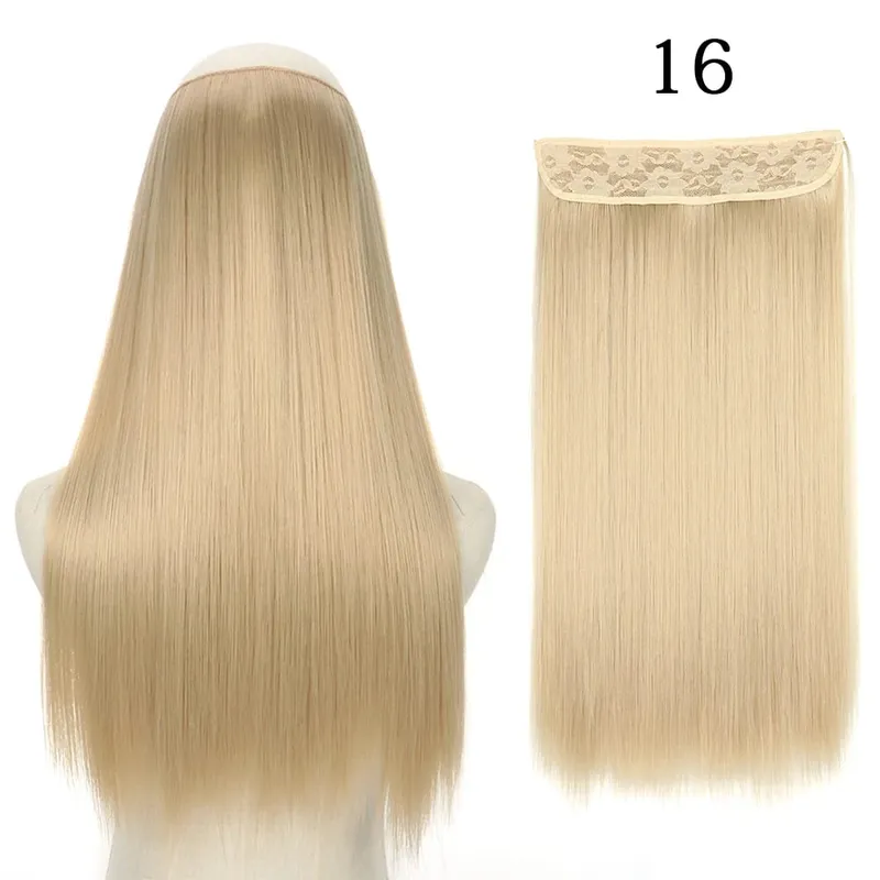 Synthetic Long Straight No Clip Invisible Line Hair Extensions 40 55 80cm Natural Brown Blonde Fake Hairpiece For Women
