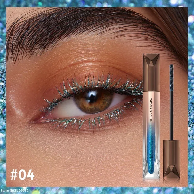 Eyelash Eyebrow Glitter Mascara Brush Lengthing Eye Lash Colored Blue Pink Gold Mascara Eyelashes Curling Extension Makeup — image 5