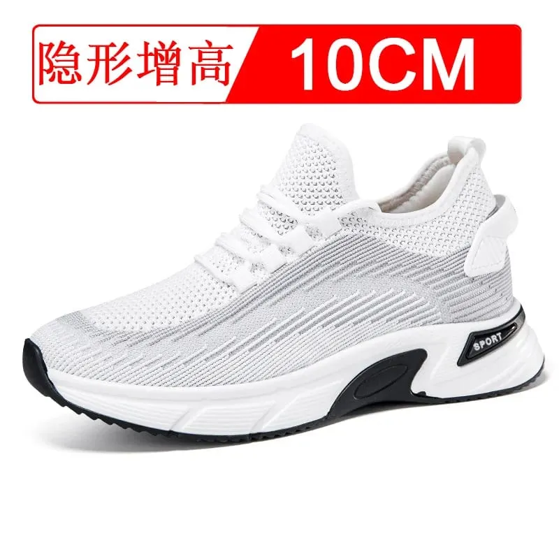 Invisible heightening shoes for men 8cm. Breathable mesh fabric sports shoes heightening inside for men's shoes size 6.
