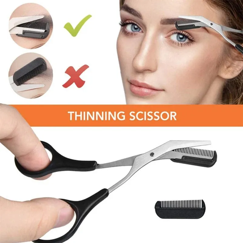 2023 New Eyebrow Trimmer Set Scissors Tweezers Eyebrow Razor Scraping Eyebrow Comb Razor Eyebrow Clip Makeup Tools Sets — image 5