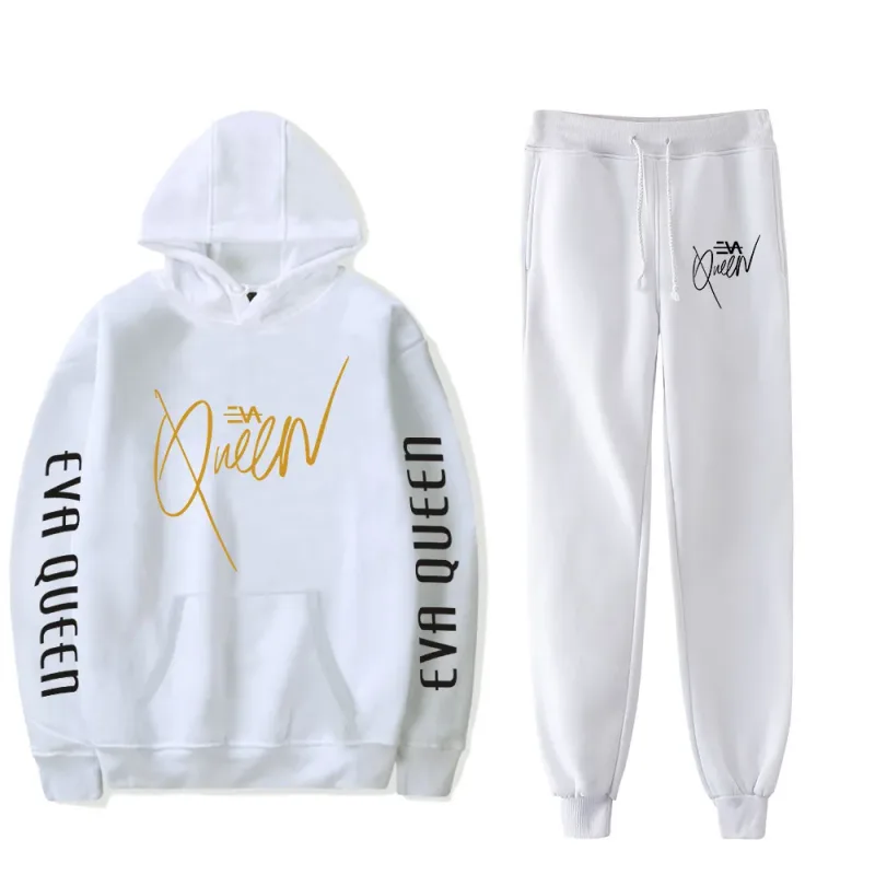 Hip Hop สบาย Eva Queen พิมพ์เสื้อกันหนาว Sweatpants ชุด Hoodies + กางเกงชุดชาย/หญิง 2 ชิ้นชุดเสื้อผ้า — image 9