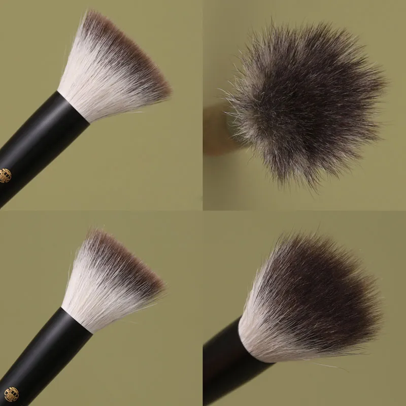 Professional Handmade Makeup Brushes 1PC Blue Fox Goat Hair Stippling Blush Brush Walnut Handle Make Up Brush