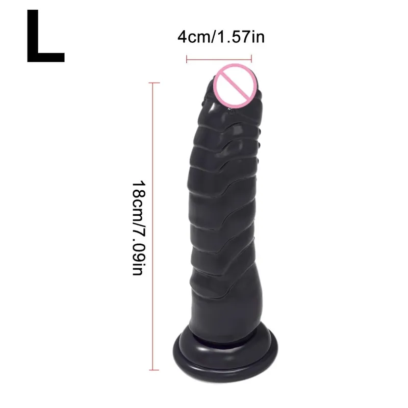 Realistic Black Dildo with Strong Suction Cup Base Soft Penis Sex Toy for Women and Men Hands Free Anal Vaginal Adult Toy in M