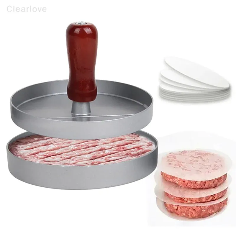 Burger Press Stainless Steel Smash Hamburger Presses Meat Mold for Deli Meats Kitchen Accessories Patties Meat Masher Circular — image 4