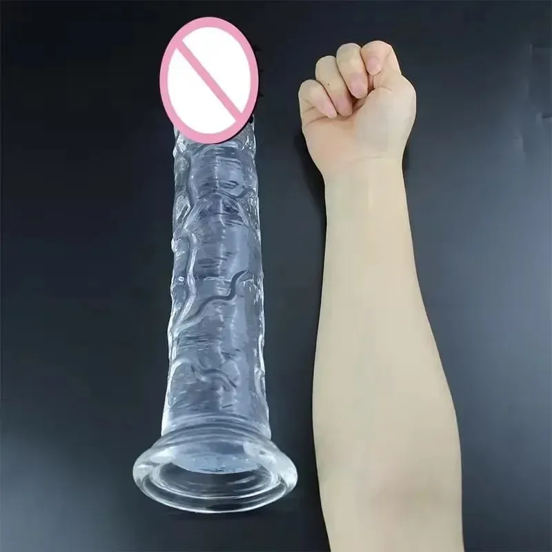 Cheap Women Erotic Anal 5 Colors Big Transparent Dildo Suction Cup Jelly Dick Sex Toys Soft Clitori Vaginal Masturbators Penis — image 6