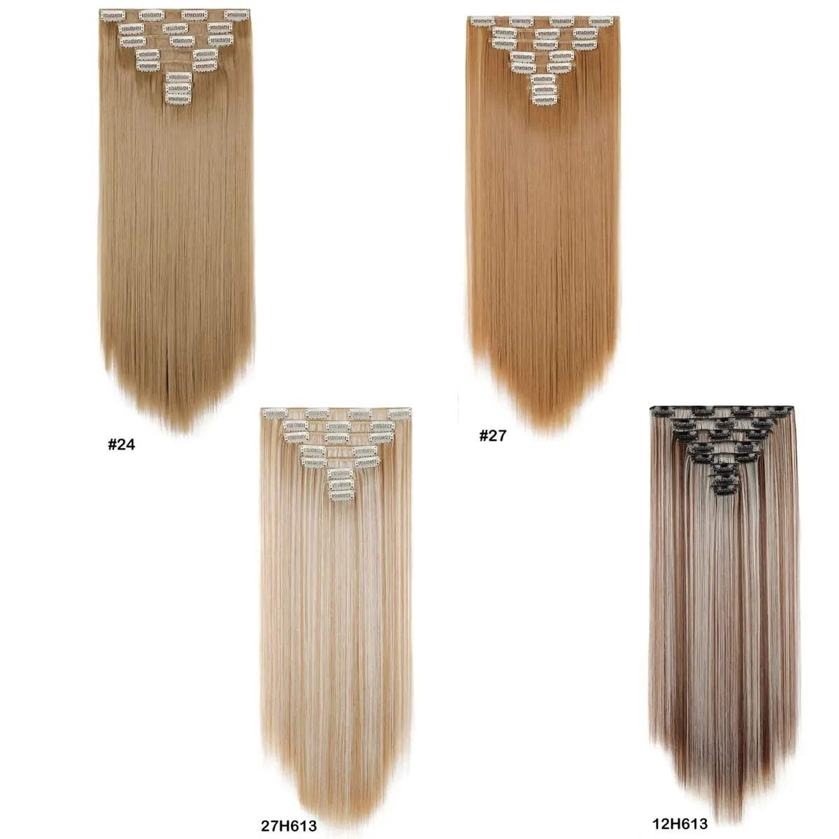 22Inch Long Straight Wavy Hair Extension 8Pcs/Set 17 Clips High Tempreture Synthetic Hairpiece Clip In Hair Extensions Cosplay — image 4