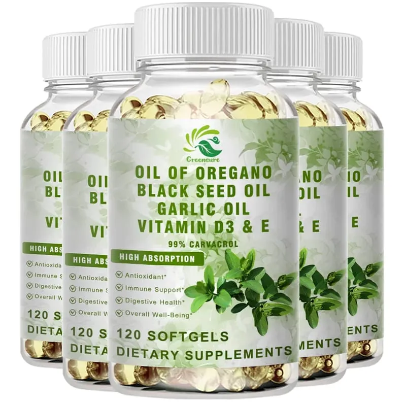 Organic Oregano Oil Capsules with 99% High Concentrate Carvacrol - Digestive Support Gastrointestinal Health Immune Support