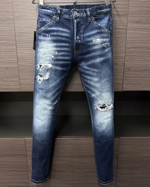 D2 Jeans da uomo Pantaloni in denim Pantaloni a matita slim con foro Bottoni in metallo Classici per feste Nero alla moda DSQ2 JENAS — image 15