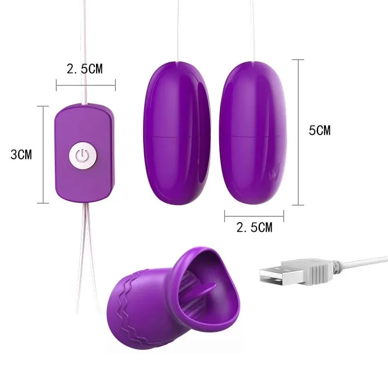 Två bollar Vibrator Tunga Slickning Vibrerande Hopp Ägg Klitorisstimulator Vuxenprodukt Sexleksaker för kvinnor Kvinnlig Onani