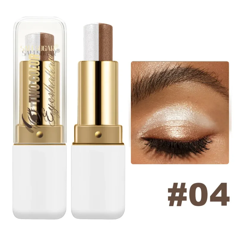 Double Color Eyeshadow Stick Glitter Highlight Shadow Stick Eye Makeup Waterproof Lasting Shimmer Metallic Eyeshadow Makeup