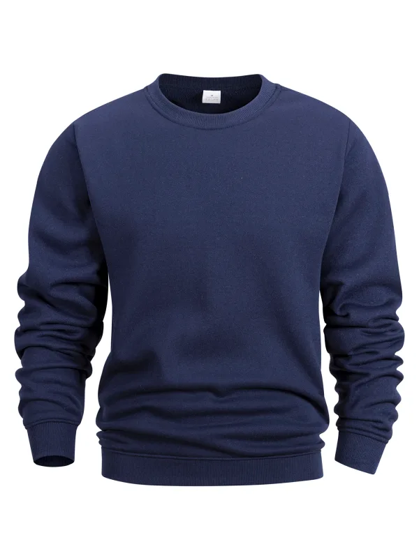 Men's Crew Neck Sweatshirts Solid Color Sweatwear Spring Outdoor Casual Daily Long Sleeve Pullover Hoodie Man Sportswear — image 4