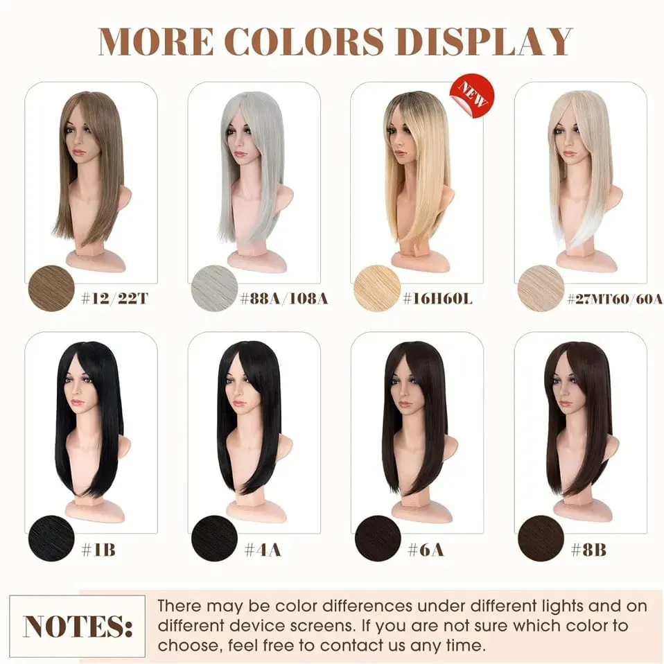 Snoilite Synthetic 18”Topper With Hair Bangs Synthetic Hair Clip In Hair Extensions For Fashion Women Natural Hair Accessories
