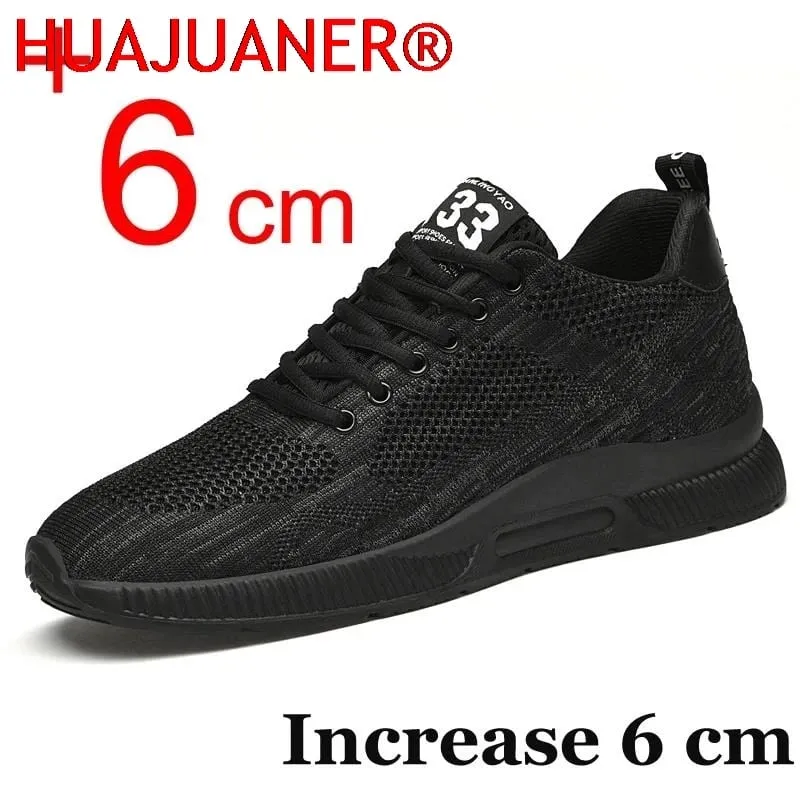 Men Sneakers Elevator Shoes Hidden Heels Breathable Heightening Shoes for Men Increase Insole 6CM Sports Casual Height Shoes
