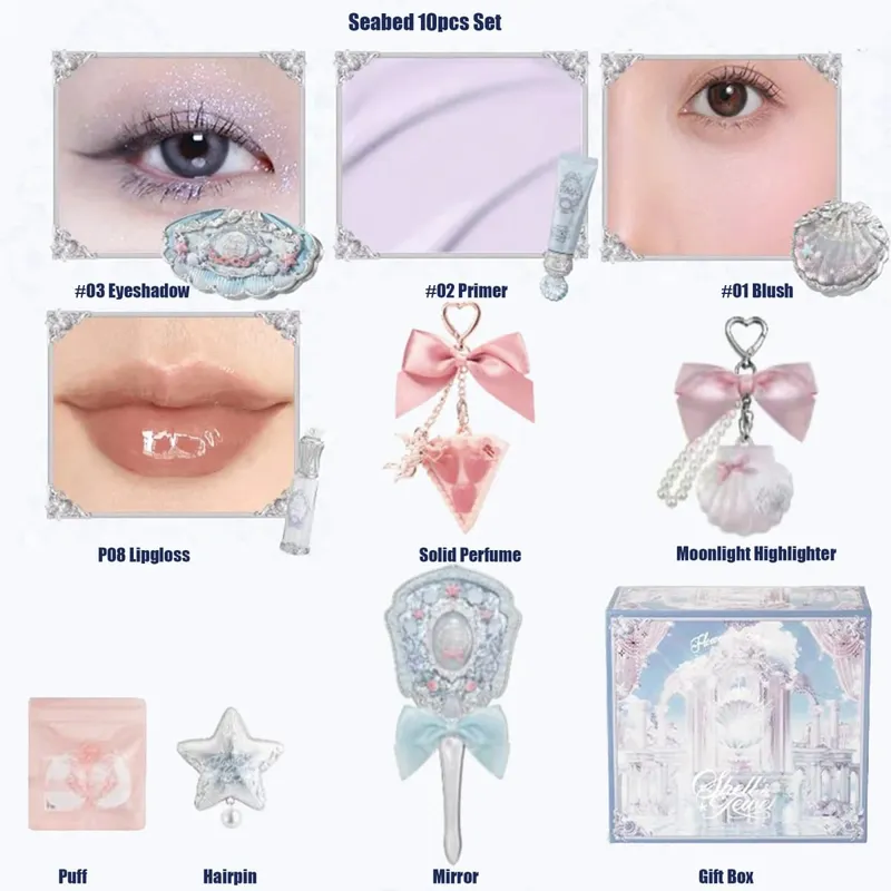 Flower Knows Make Up Sets Cosmetics Full Set Shells Pearl Eyeshadow Lip Gloss Blushes For Cheek Highlighter Gift Box Makeup Kit — image 16