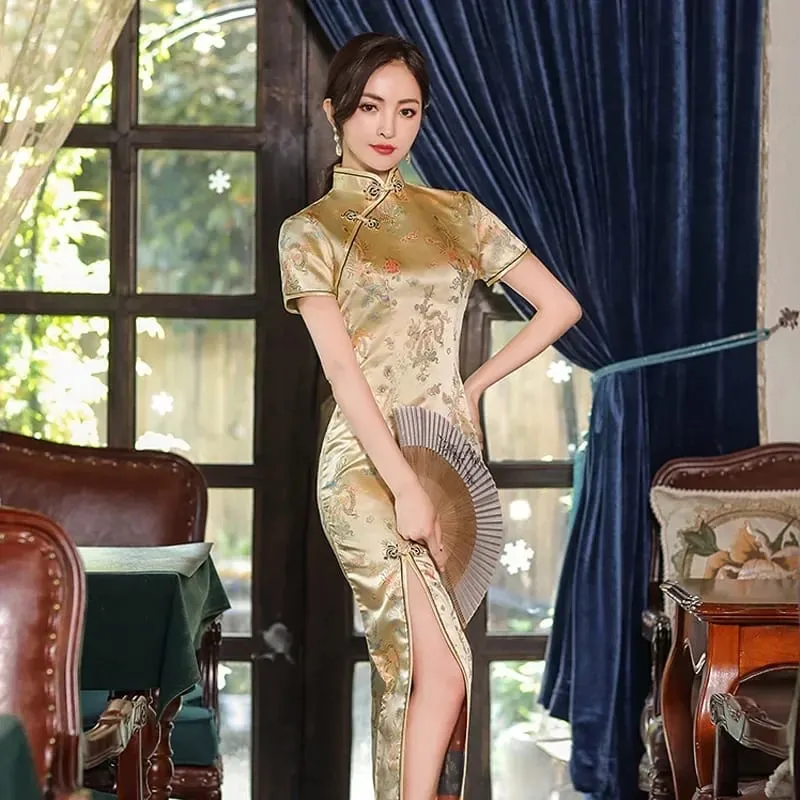 패션 의류 파티 빈티지 캐주얼 여름 우아한 중국어 번체 의류 Cheongsam 중국어 드레스 Qipao 민족 스타일