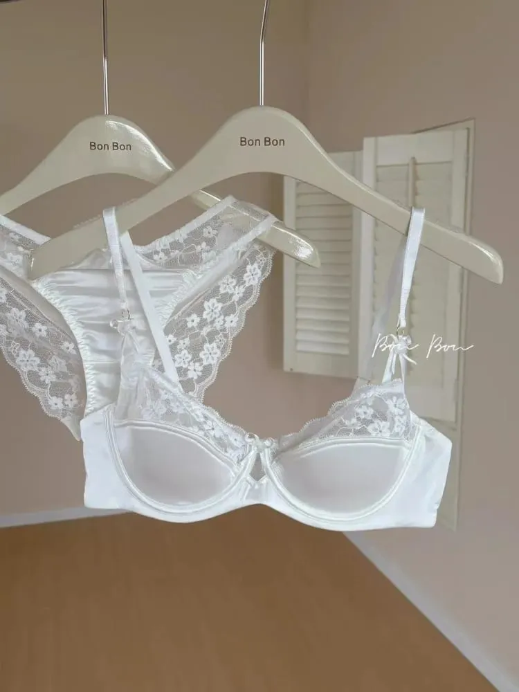 Early Spring Teen Girls Pure Desire Lingerie Set U-Back Soft Support Satin Stitch Lace Comfort Underwear Anti-Sag for Youth — image 1