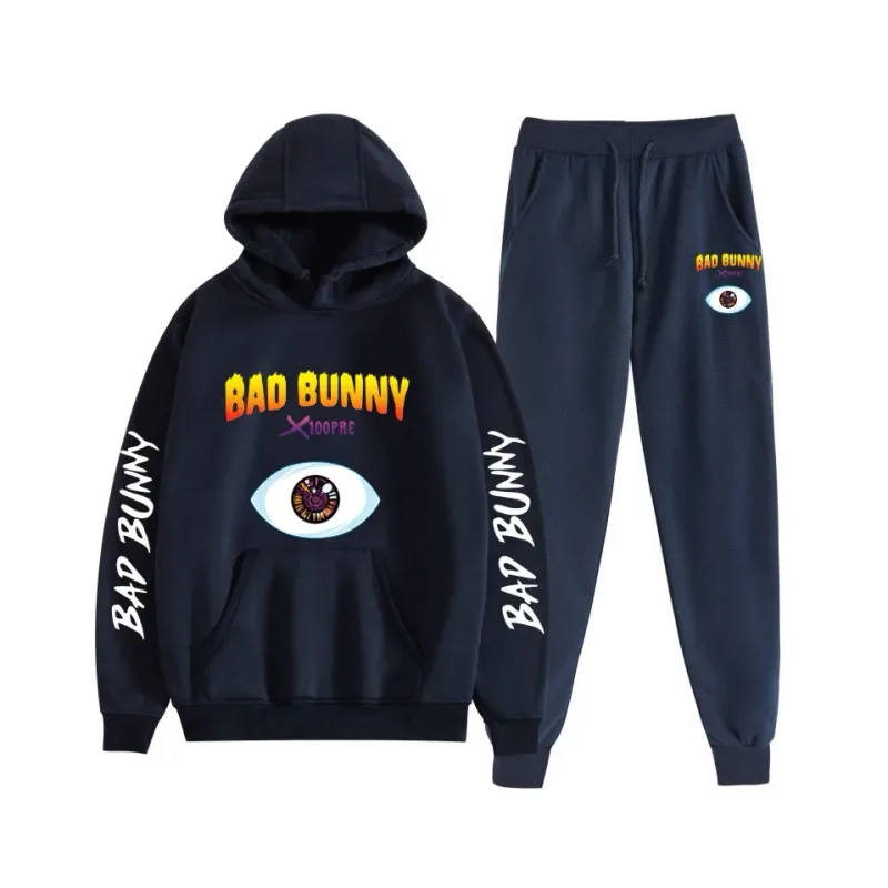 Costume Harajuku confortable imprimé mauvais lapin, sweat-shirt et pantalon de survêtement pour femmes, sweat à capuche + pantalon, ensemble 2 pièces pour garçons/filles — image 17
