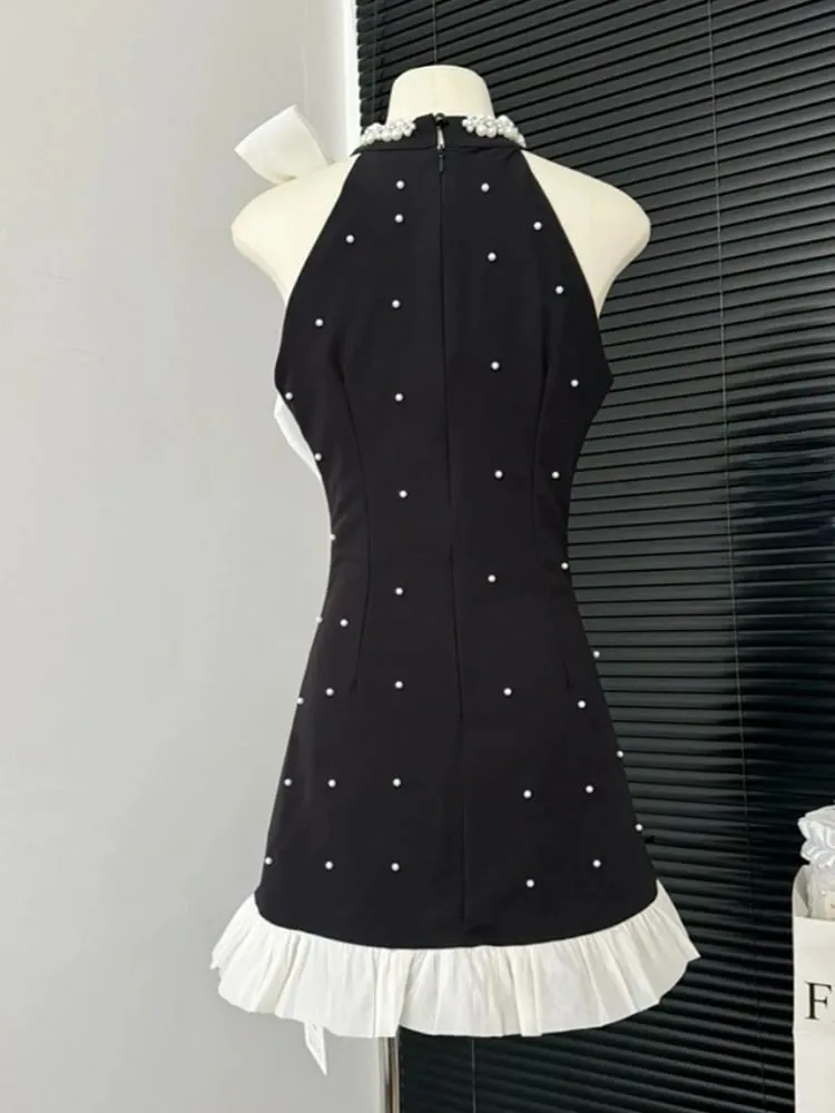Summer Bow Sweet Party Dress Women Sequin Elegant Strap Mini Dresses Female Korean Fashion Patchwork One Piece Dress 2024 New — image 6