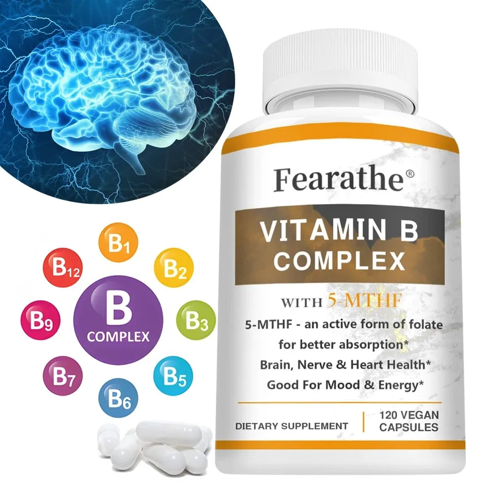 Vitamin B Complex with 5-MTHF Folic Acid for Immune System and Energy Support Brain Nerve and Heart Health — image 1