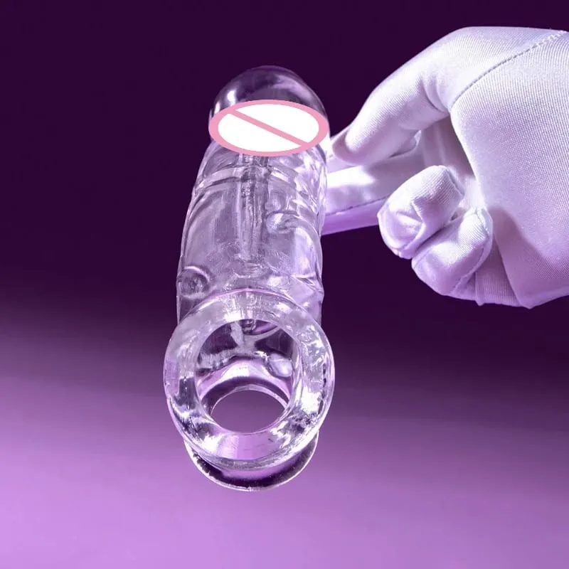 3 Size Reusable Penis Sleeve Soft Clear Cock Sleeve Penis Extender Adult Sex Toys for Men Women Durable Penis Enlarger Male — image 4