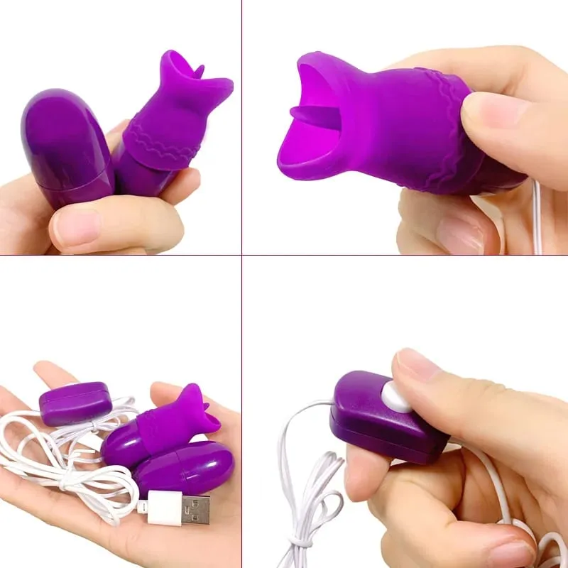Två bollar Vibrator Tunga Slickning Vibrerande Hopp Ägg Klitorisstimulator Vuxenprodukt Sexleksaker för kvinnor Kvinnlig Onani — image 6
