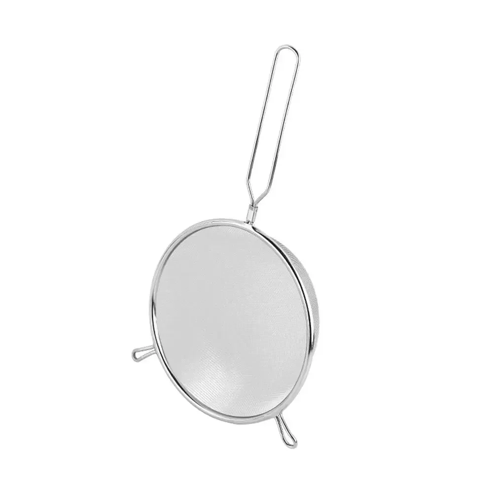Stainless Steel Flour Filter Screen Double Ear Screen Handle Fine Mesh Strainer Cooking Spoon Soybean Milk Snack French Fries