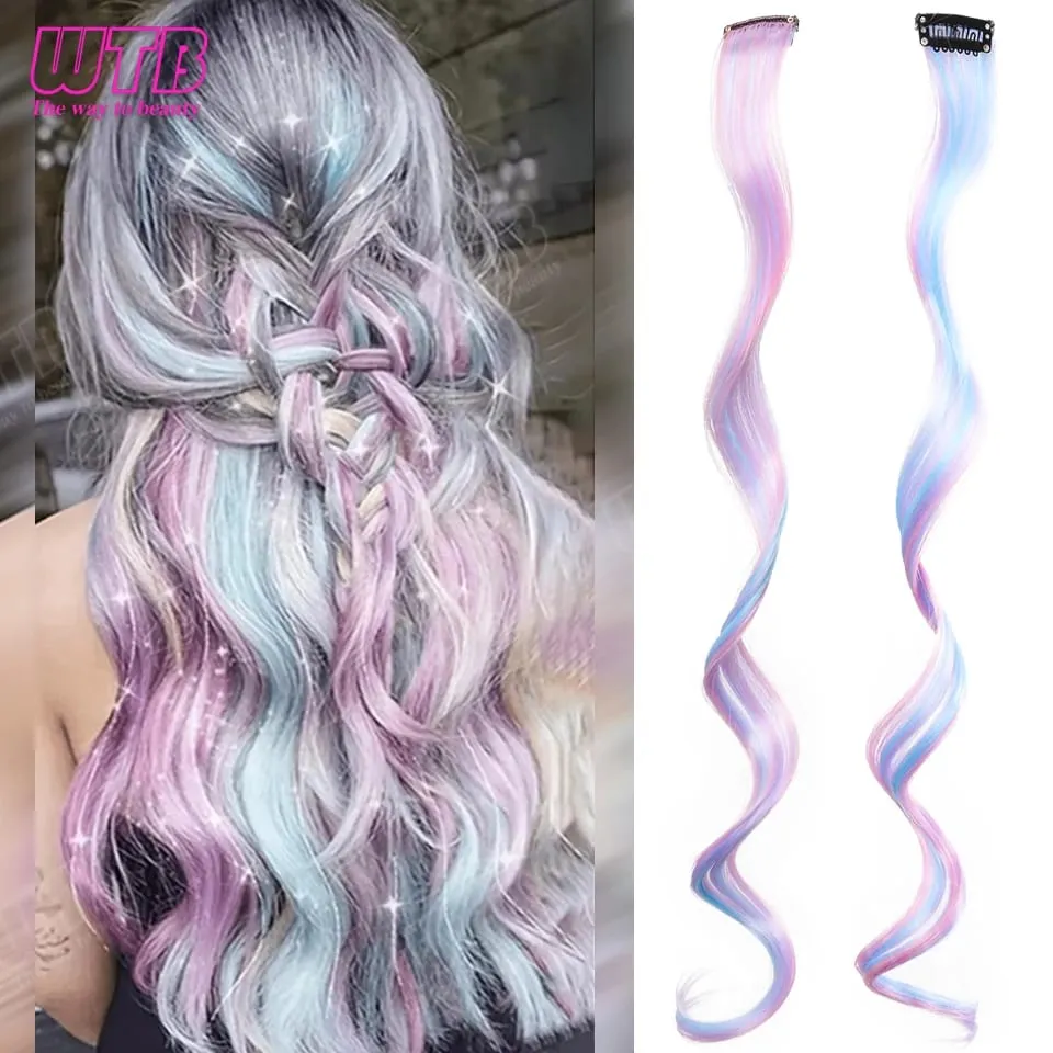 Peluca sintética de 60 cm, extensión de cabello coloreado estilo Clip BB con cable láser, adecuada para que mujeres y niñas la usen en días festivos y fiestas — image 9
