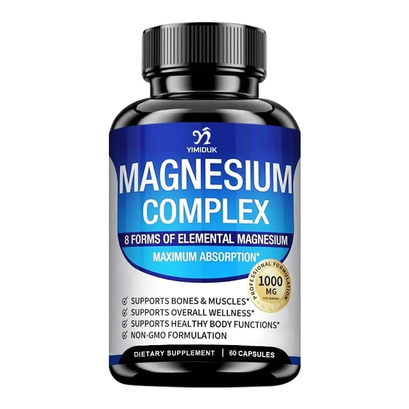 Suplemen Kompleks Magnesium 1000mg -Magnesium Glycinate Citrate Malate Taurate Chelated untuk Tenaga Pemulihan Otot Tulang