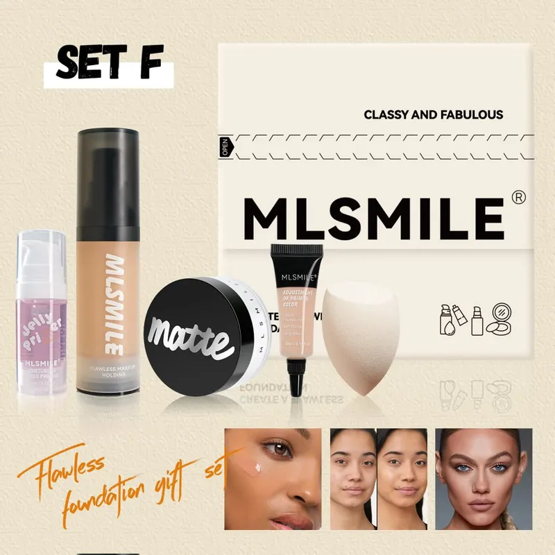 Professional Makeup Set For Flawless Base Oil Control Loose Powder Matte Primer Liquid Foundation Concealer Moisturizing Gift