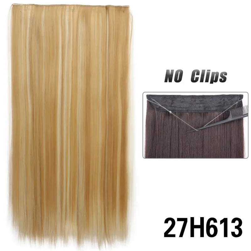 No Clips Hair Extensions Invisible Wire Long Straight Synthetic False Hair Piece 80cm Black Brown Blonde Hairstyle — image 25