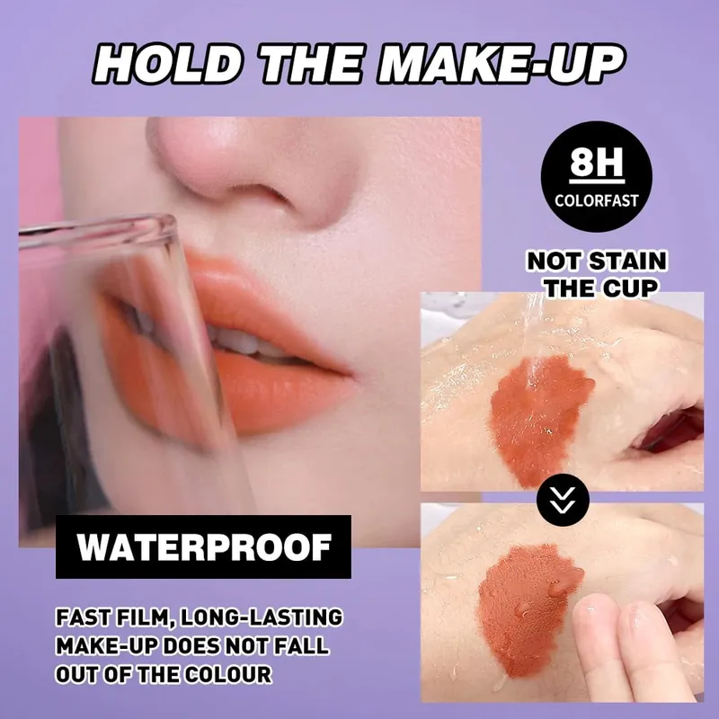 6Pcs/Set Waterproof Liquid Lipstick Sexy Halloween Lip Stick Matte Velvet Black Lipsticks Red Orange Lip Makeup Labiales
