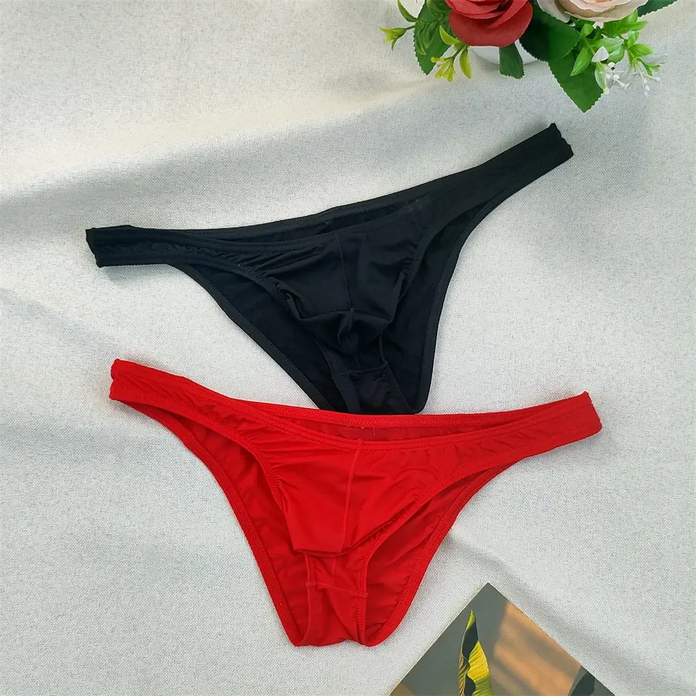Herr Ultralåg midja Bugle Pouch Bikinitrosor Sexiga tighta Transparenta underkläder Man Is Silk Ultratunna kalsonger Plus Size