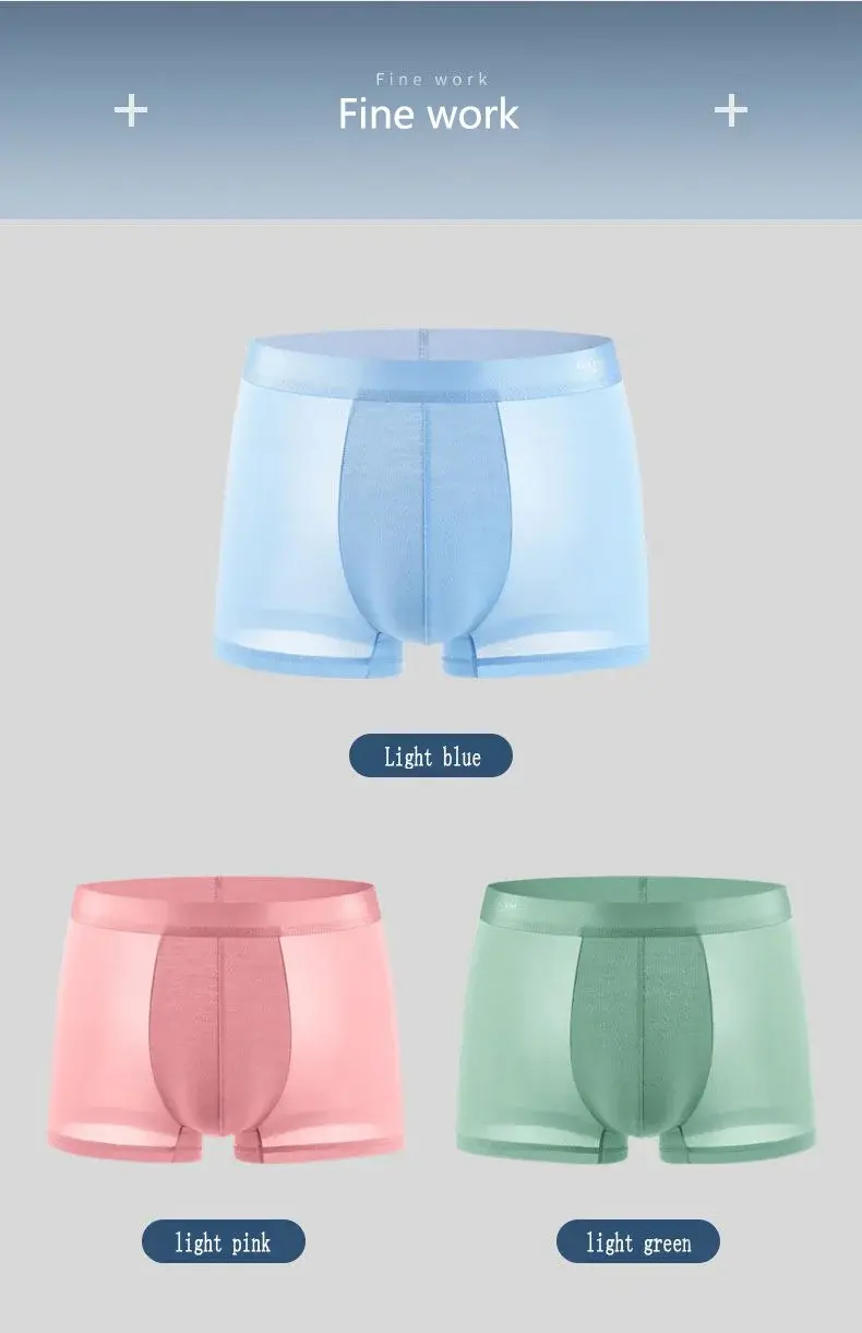 4Pcs Men's Underwear Ice Silk Mesh Boxer Shorts Sexy Panties Man Underpants Thin Male U Convex Lingerie Wholesale Lots L-6XL — image 13