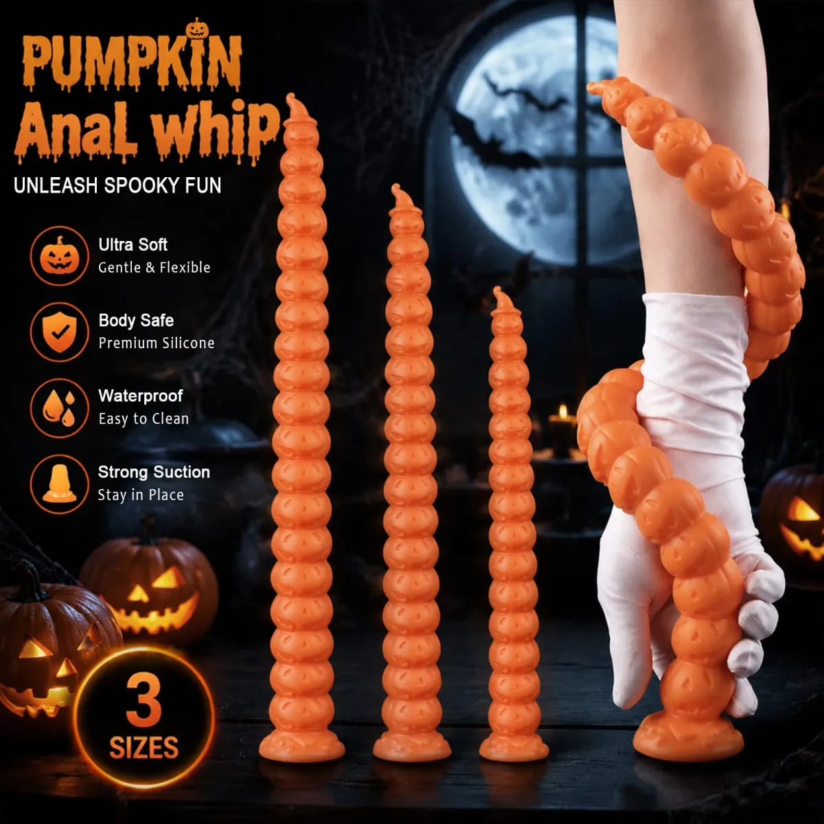 Long 55cm Butt Plug Pumpkin Dildo Deep Anal Whip Soft Anal Plug Adult Sex Toys Monster Dilator Dildo Anal Stimulator Sex Product — image 2