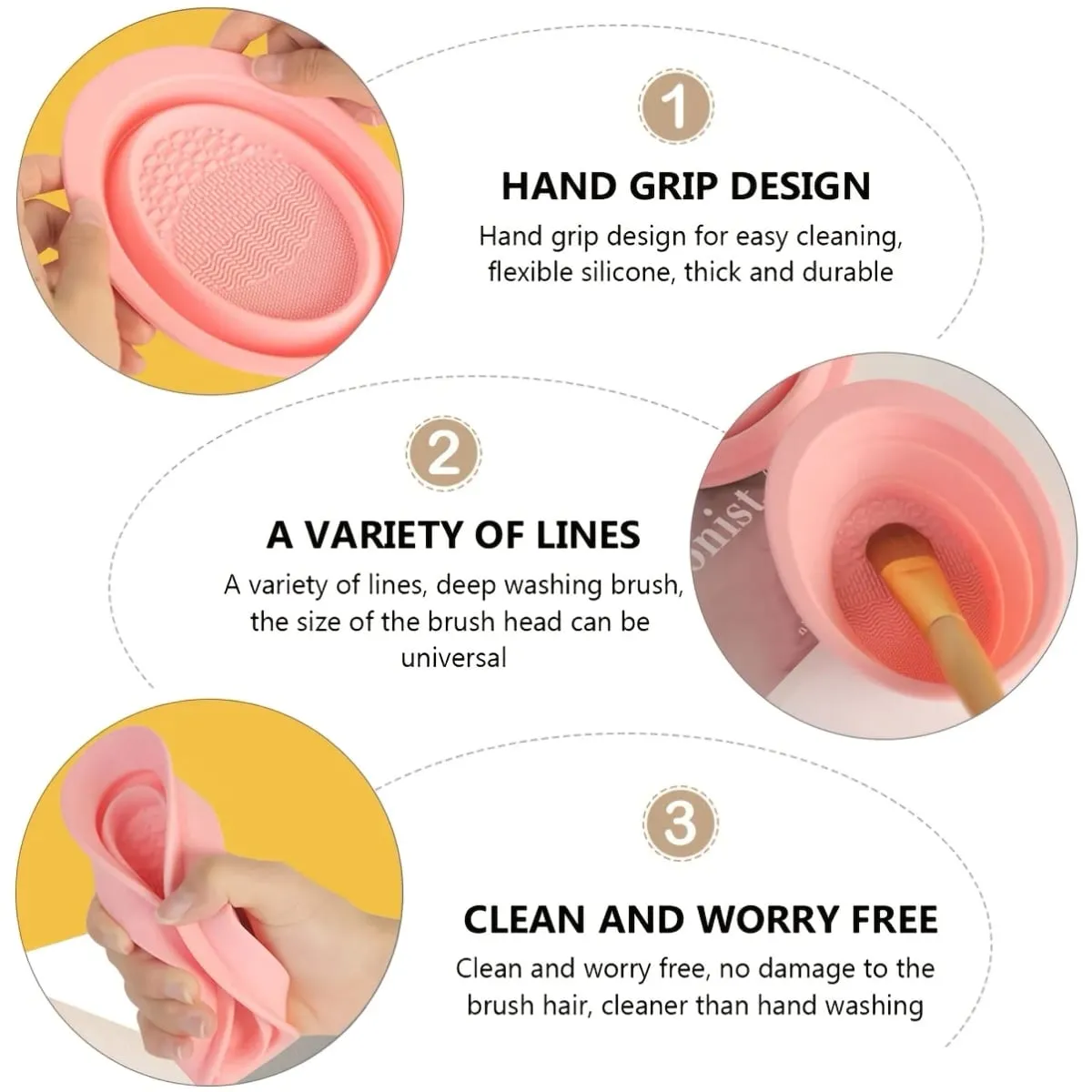 Có Thể Gập Lại Silicone Cọ Trang Điểm Bụi Bát Họa Tiết Chà Cho Bàn Chải Nhồi Bọt Biển Du Lịch Rửa Dụng Cụ Nhỏ Gọn — image 6