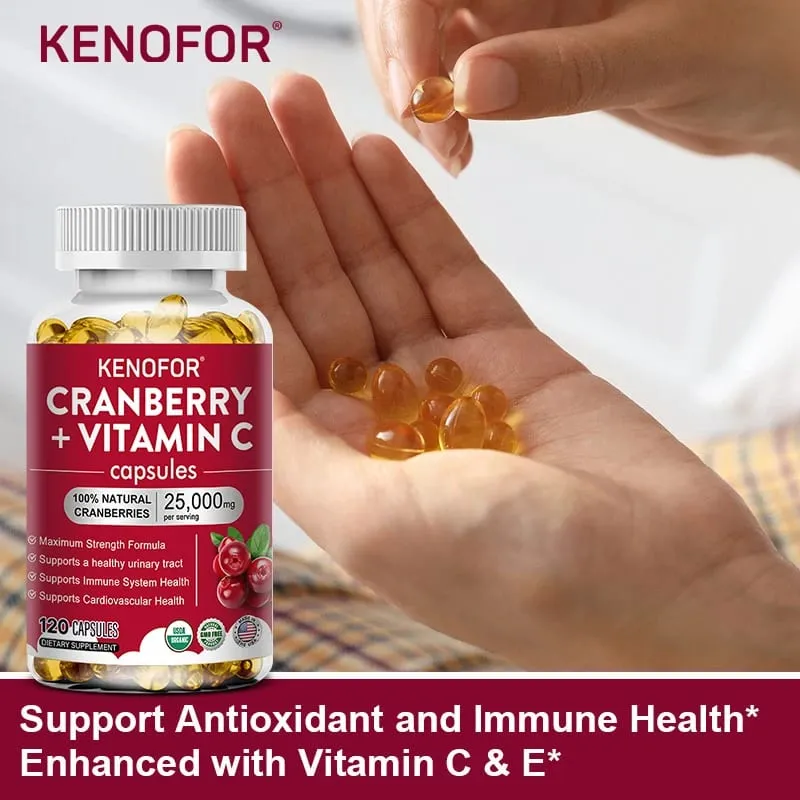 Cranberry Supplement with Vitamin C 25 000mg Immune & Antioxidant Support Women Urinary Tract Health Supplement Non-GMO — image 6
