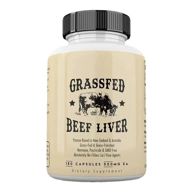 Grasgefütterte Rinderleber-Kapseln, jeweils 500 mg. Ergänzungsfuttermittel für Rinderleber aus Weidehaltung, gentechnikfrei, 180 Kapseln
