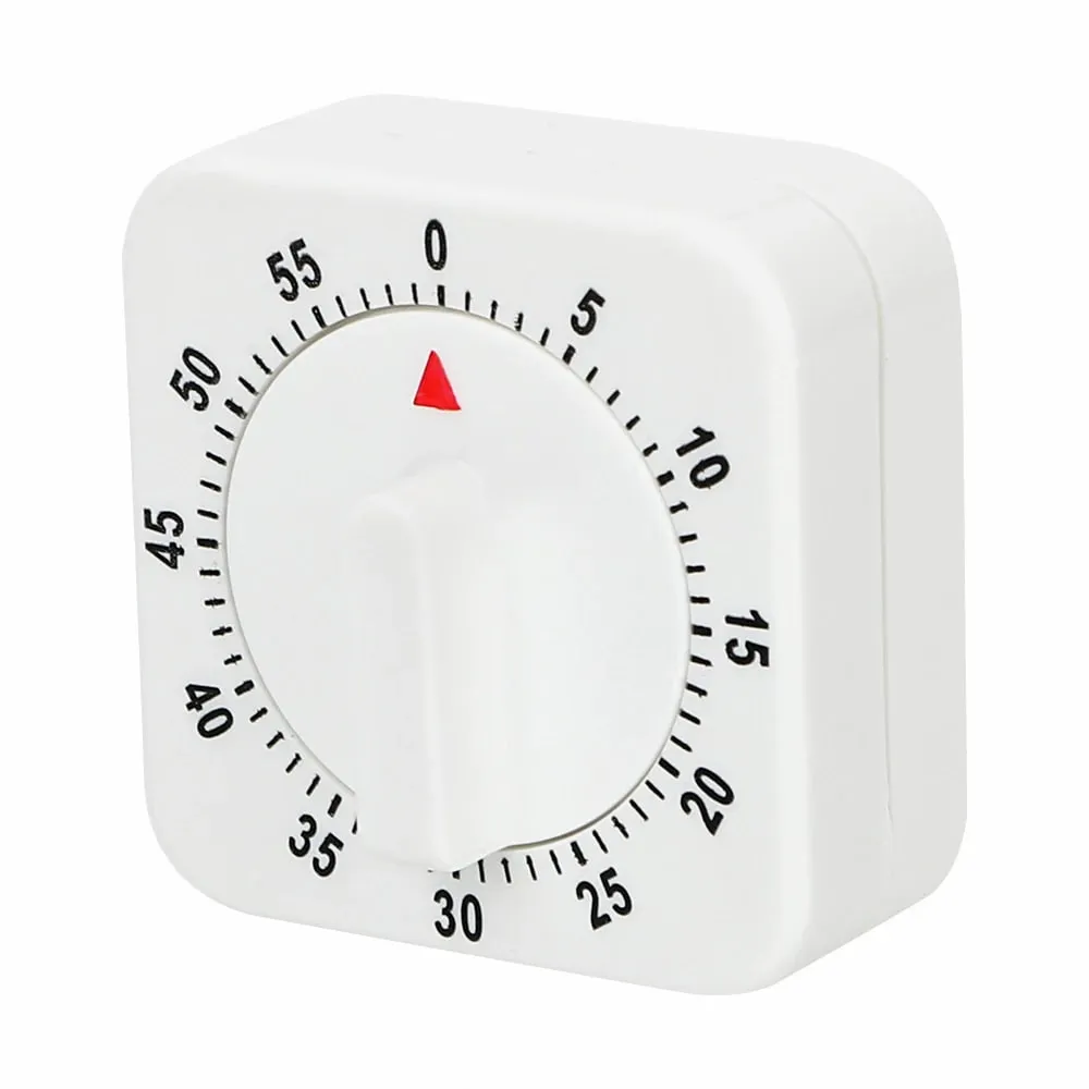 Practical 60 Minutes Kitchen Timer Cooking Tools White Square Mechanical Timer Countdown Alarm Reminder — image 4