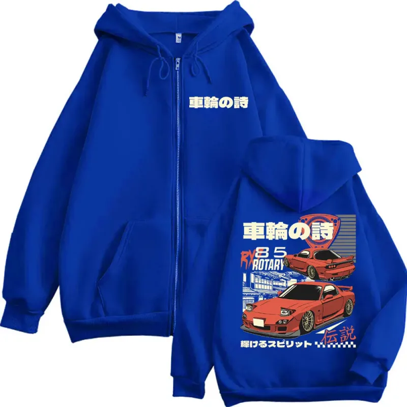 Anime Initial D Drift AE86 Graphic Zipper Hoodies RX7 R34 Skyline GTR JDM Zip Up Sweatshirts Men Women Harajuku Manga Pullovers — image 7