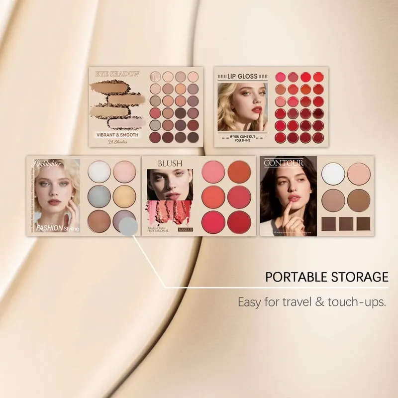 All In One Makeup Set Natural Pigment Eyeshadow Blush Contour Highlight Lip Gloss Full Face Cosmetic Kit Daily Party Beginner — image 5