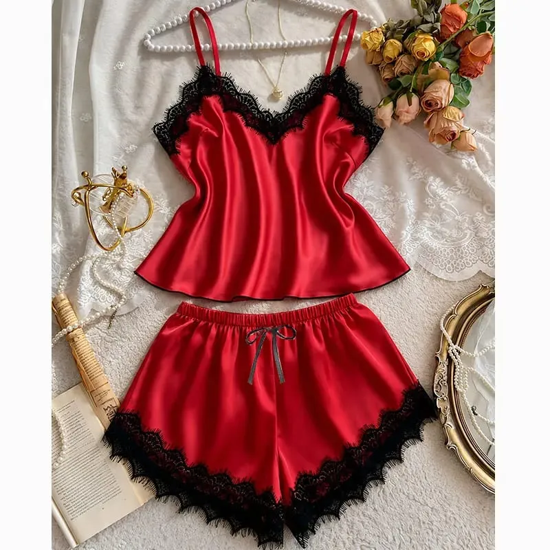 Sutiã de seda shorts pijamas conjunto sólido verão lingerie feminina conjuntos intimidade confortável sem costura sutiãs roupa interior cetim casa vestuário — image 9