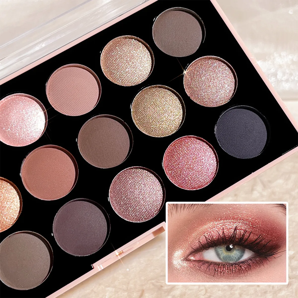 18-Color Eyeshadow Palette – Pearlescent Matte Fine Shimmer Glitter Earth Tones Long-Lasting High-Performance — image 2