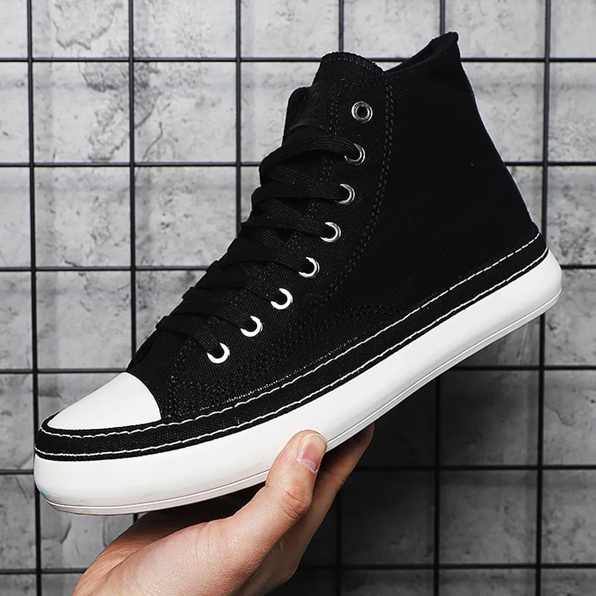 New Fashion Unisex Canvas Boots Men Sneaker Plus Size Women Vulcanized Canvas Shoes High Top Orange Casual Footwear Black 38-44 — image 5