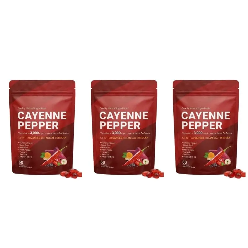 Cayenne Pepper Softgels Doplněk s hroznovým jádrem Červená řepa Kurkuma Vitamíny D3 K2 Bylinný přípravek na podporu zdraví cév nohou — image 10