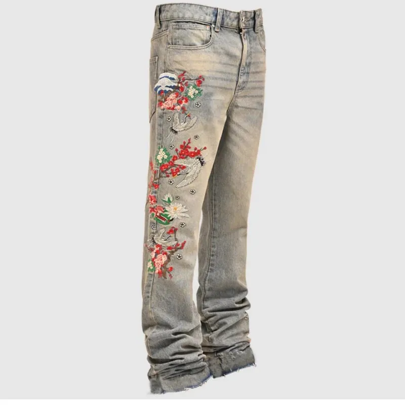 Kakan - New Men's Blue Slim Fit Patch Jeans Y2k Printed Design Long Jeans Jeans Man Brand — image 10