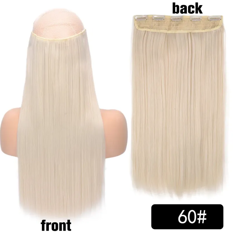 Long Straight Curly One Piece 5clips Clip-in Extensions 22Inch Heat Resistant Hairstyles Colour Mix Blonde Hair Piece For Women — image 81