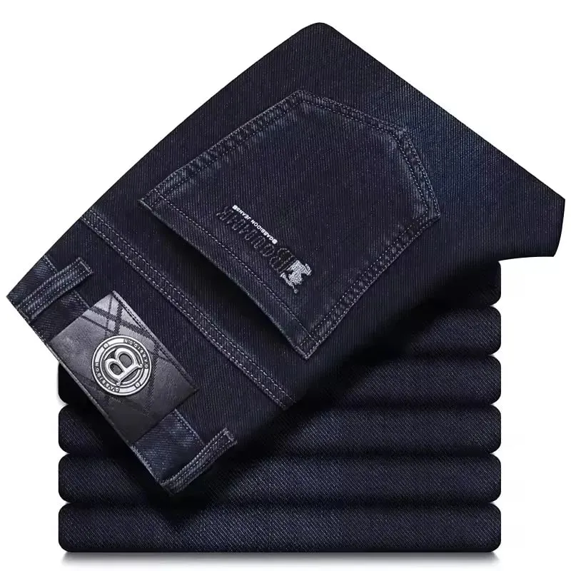 Men's Straight-leg Jeans High-quality Light Luxury Embroidered Casual Versatile Fashion Slimming Smooth Silhouette Style — image 2